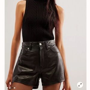 Blank NYC nightlife black leather shorts.